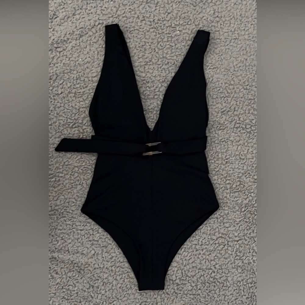 Tavik Black One Piece Plunge Swimsuit XS